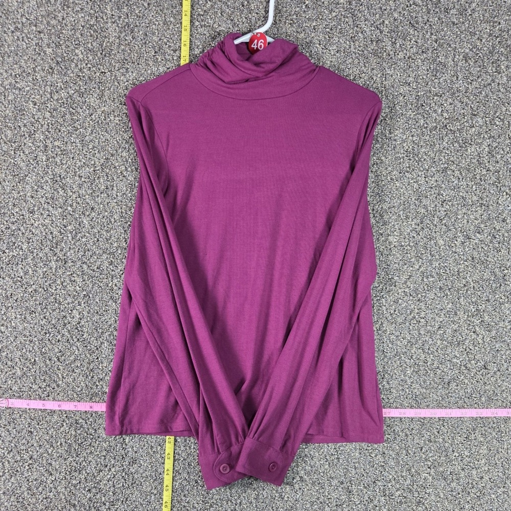 Freelance Turtleneck Top Women Medium Plum Purple Button Cuff Modal Stretch